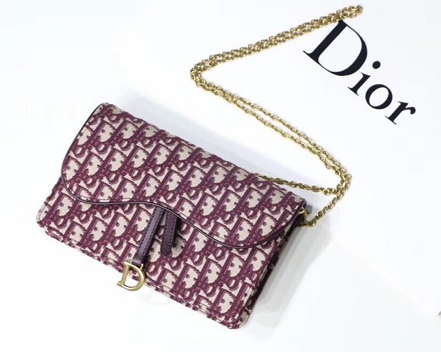 2019 Dior original canvas large Saddle Wallet S5620 burgundy