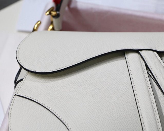 2019 Dior original grained calfskin saddle bag M0446 white