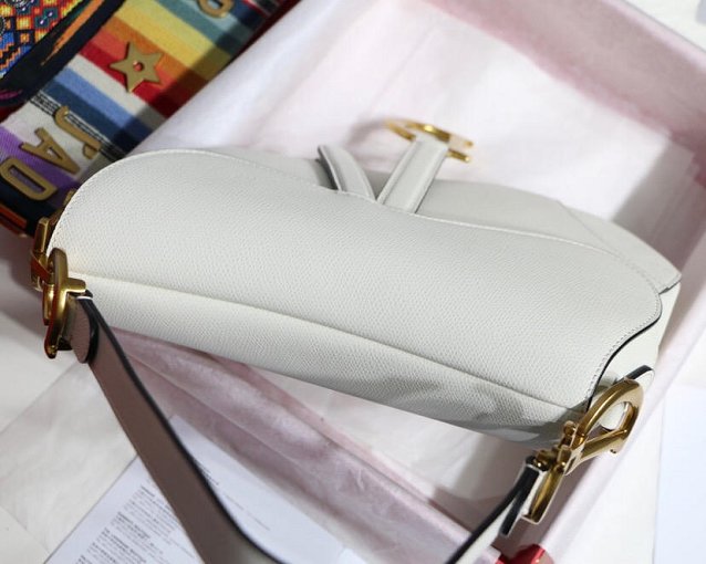 2019 Dior original grained calfskin saddle bag M0446 white