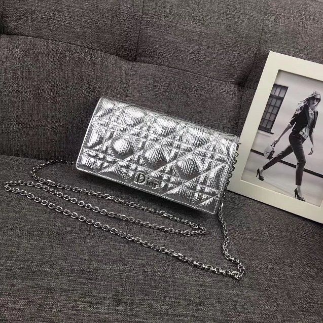 2019 Lady dior original lambskin clutch S0205 silver