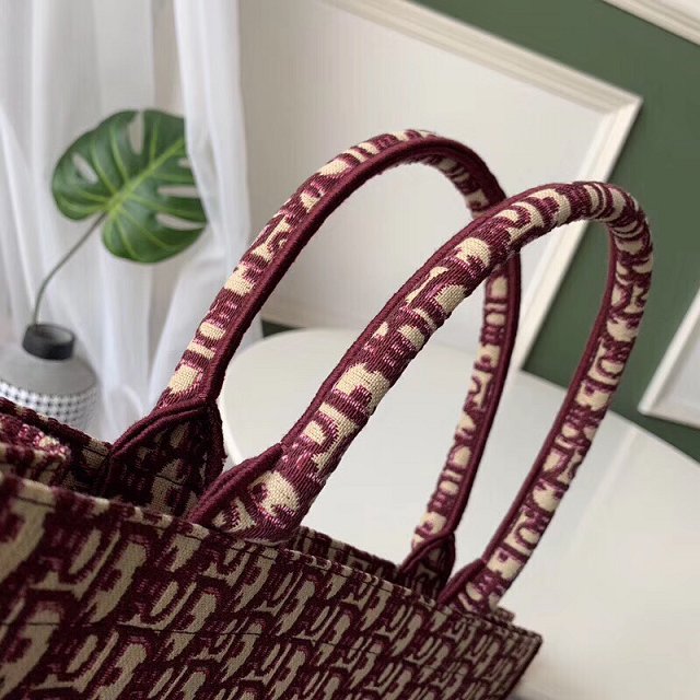 Dior original canvas book tote oblique bag M1286 burgundy