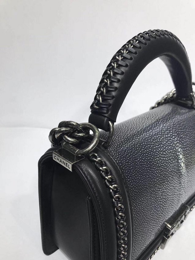 CC original genuine stingray skin le boy bag A94804 black