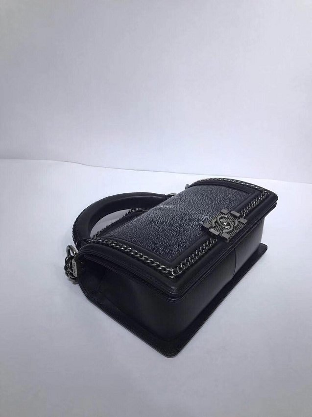 CC original genuine stingray skin le boy bag A94804 black