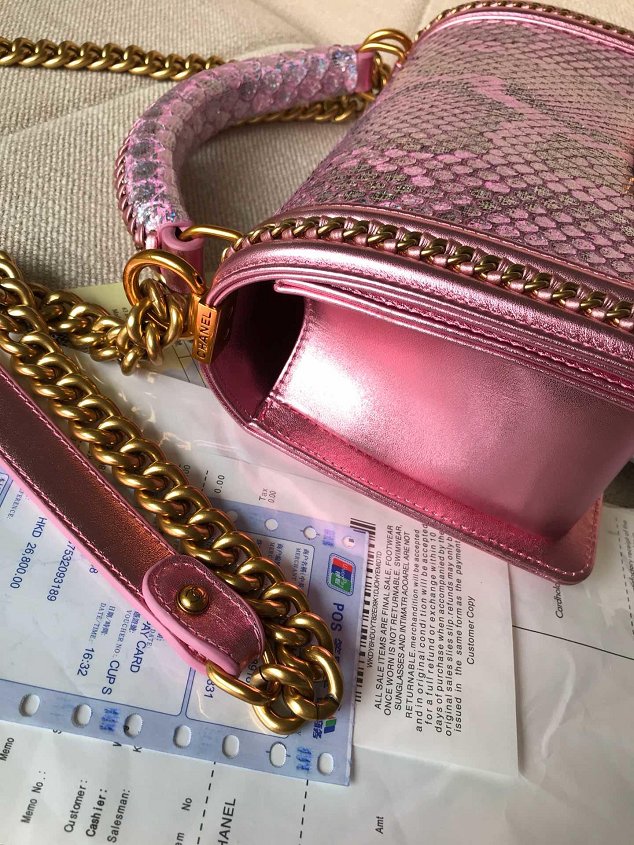 CC original python leather medium le boy handbag A94804 pink