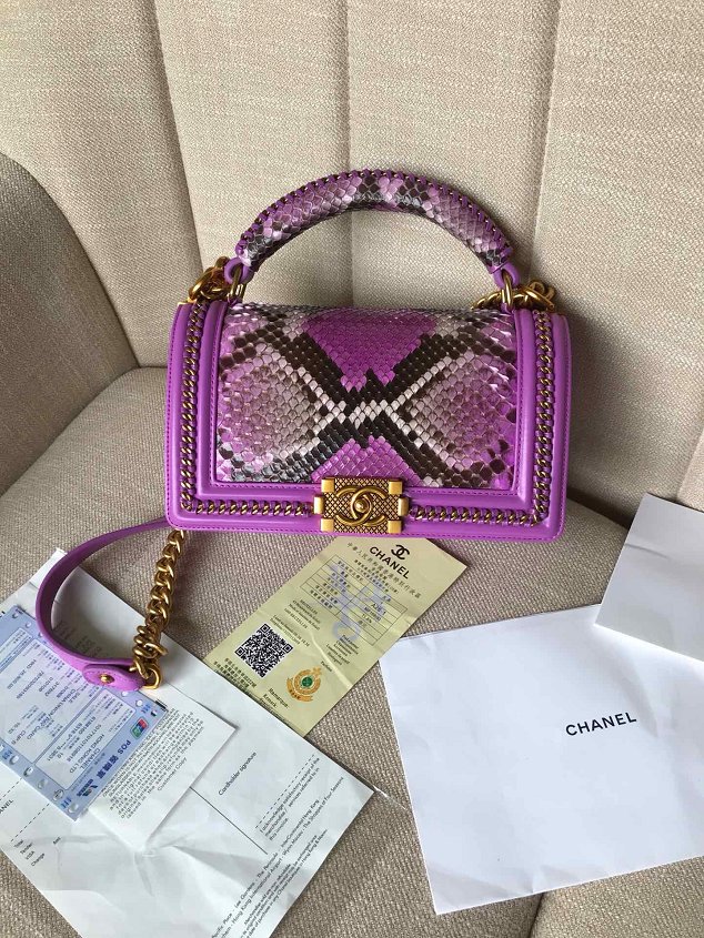 CC original python leather medium le boy handbag A94804 purple