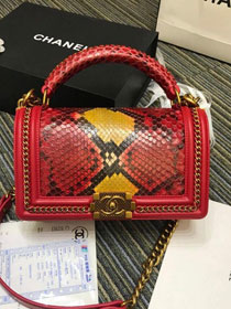 CC original python leather medium le boy handbag A94804 red