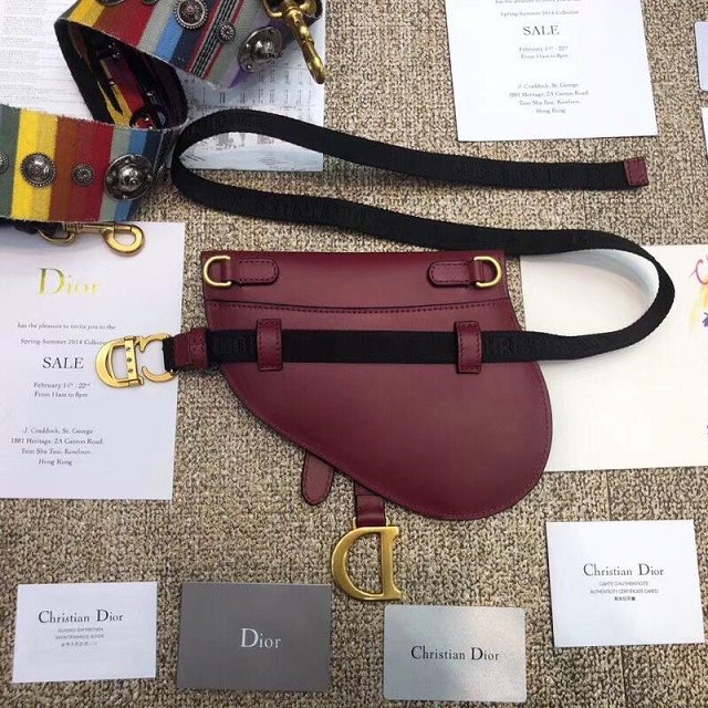 2019 Dior original calfskin saddle belt bag S5632 burgundy