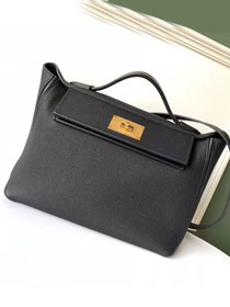 Hermes original handmade togo leather kelly 2424 bag H03699 black