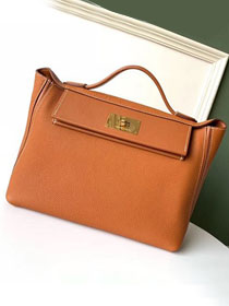 Hermes original handmade togo leather kelly 2424 bag H03699 caramel