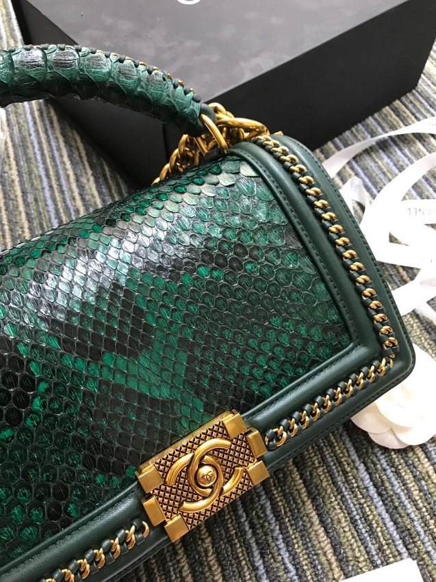 CC original python leather le boy handbag A94804 green