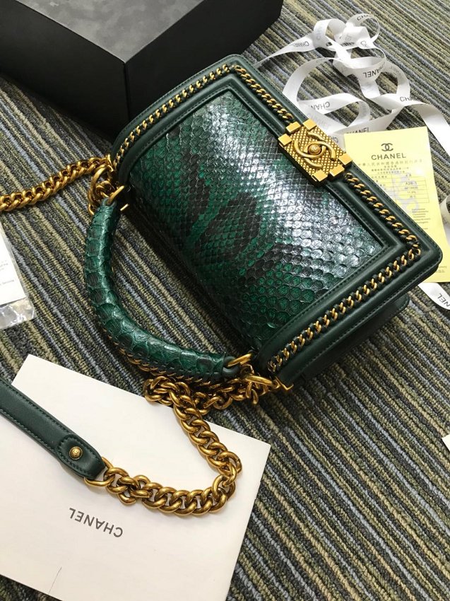 CC original python leather le boy handbag A94804 green