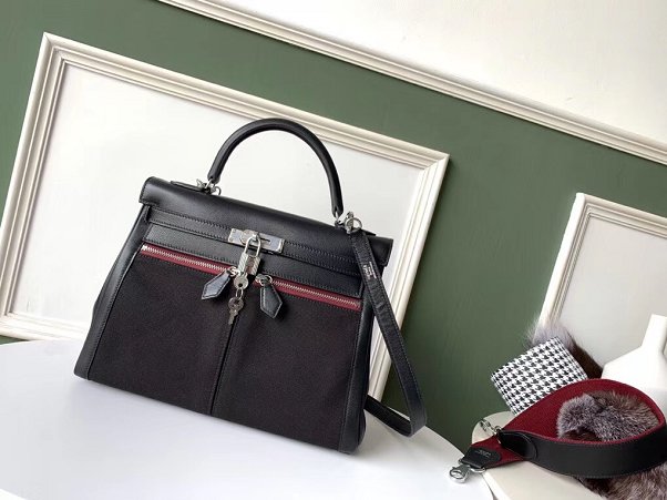 Hermes original swift leather lakis kelly 32 bag H21028 black