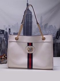 201 GG original calfskin rajah medium tote bag 517220 white