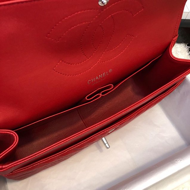 CC original grained calfskin large double flap bag A58600-2 red