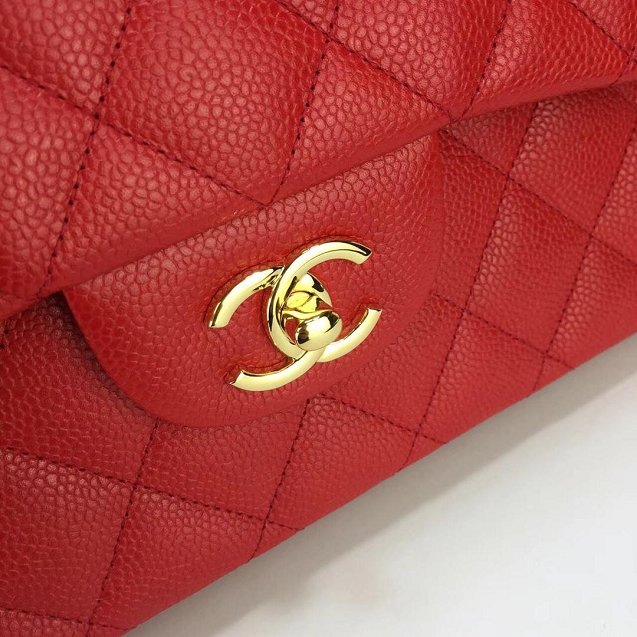 CC original handmade grained calfskin large flap bag A58600 red