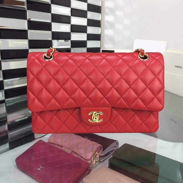 CC original handmade lambskin large flap bag HA58600 red