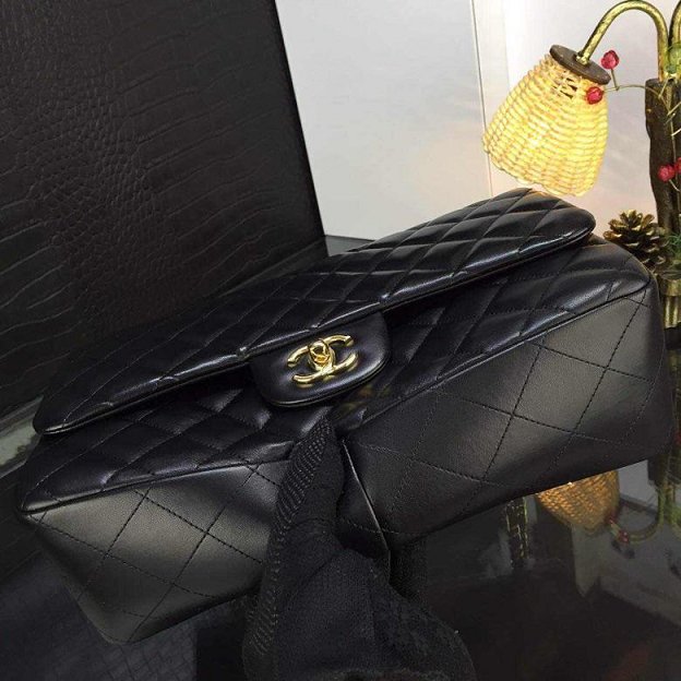 CC original handmade lambskin large flap bag HA58600 black