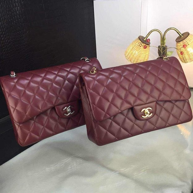 CC original handmade lambskin large flap bag HA58600 bordeaux