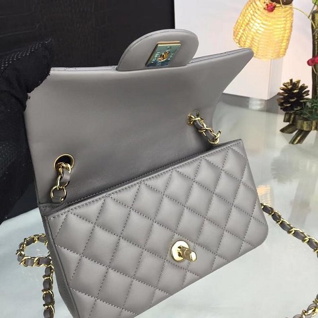 CC original handmade lambskin mini flap bag HA69900 grey