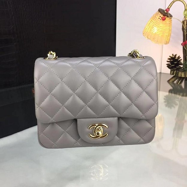 CC original handmade lambskin super mini flap bag HA35200 grey