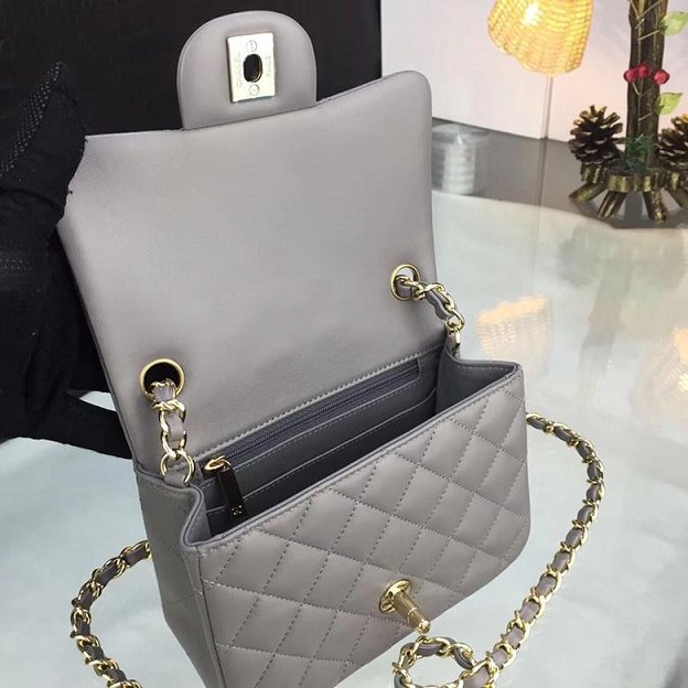 CC original handmade lambskin super mini flap bag HA35200 grey