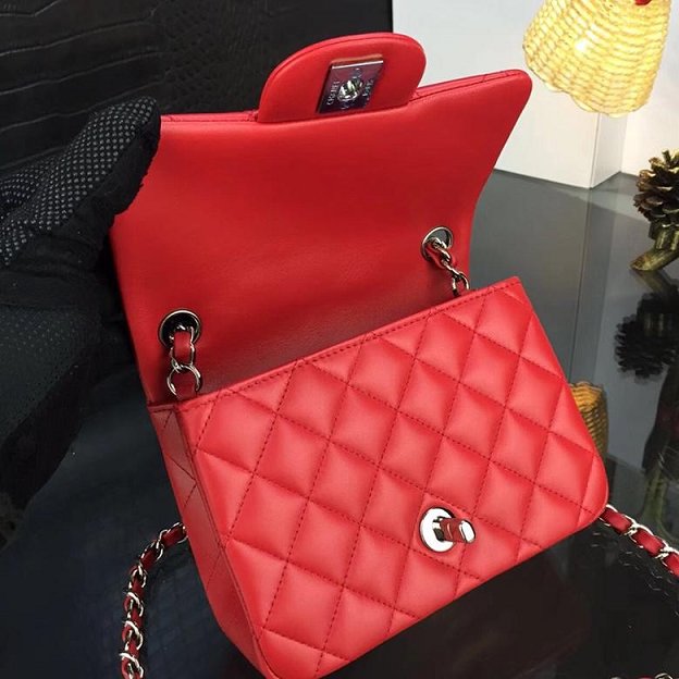 CC original handmade lambskin super mini flap bag HA35200 red