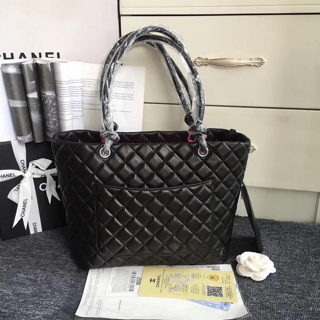 CC original lambskin shopping tote bag A25169 black&white