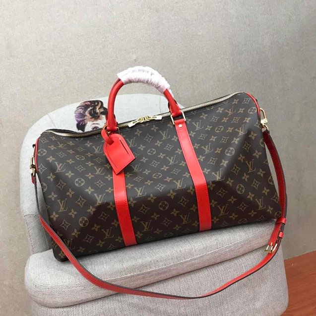 2019 louis vuitton original monogram canvas keepall bandouliere 50 M44643 red