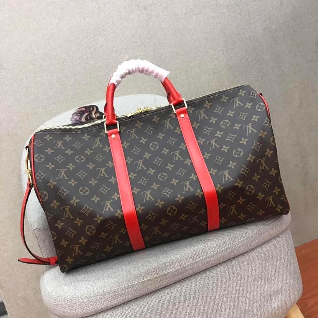 2019 louis vuitton original monogram canvas keepall bandouliere 50 M44643 red