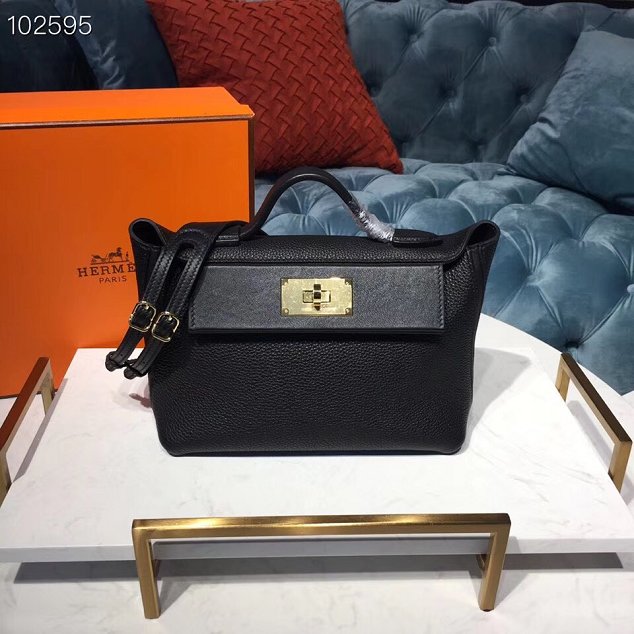 Hermes togo leather small kelly 2424 bag H03698 black