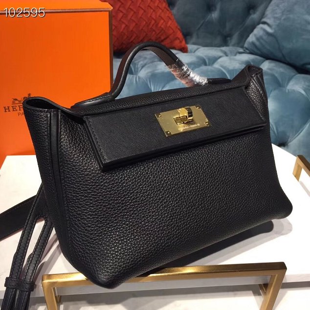 Hermes togo leather small kelly 2424 bag H03698 black