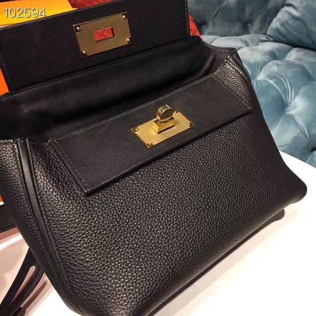 Hermes togo leather small kelly 2424 bag H03698 black