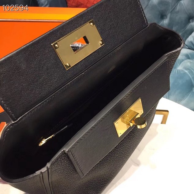 Hermes togo leather small kelly 2424 bag H03698 black