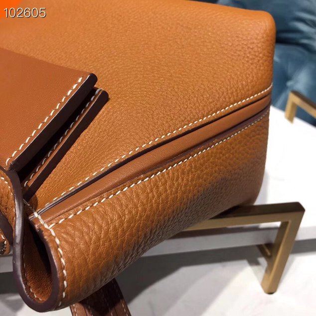 Hermes togo leather small kelly 2424 bag H03698 caramel