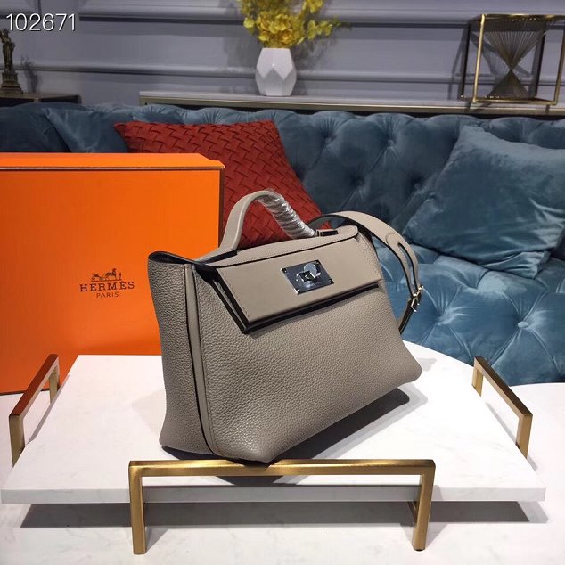 Hermes togo leather small kelly 2424 bag H03698 grey