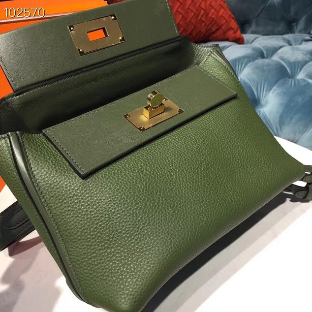 Hermes togo leather small kelly 2424 bag H03698 khaki