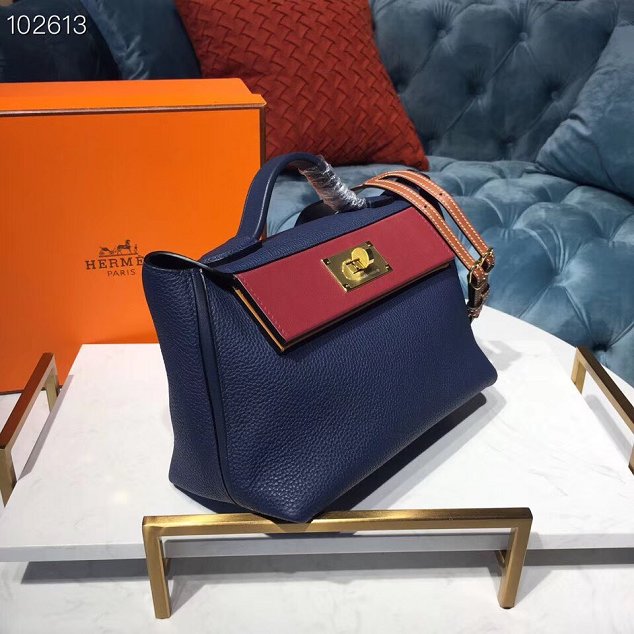 Hermes togo leather small kelly 2424 bag H03698 royal blue