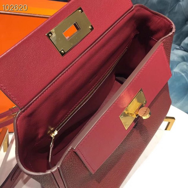 Hermes togo leather kelly 2424 bag H03699 bordeaux