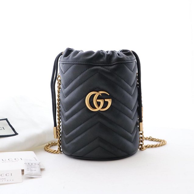 2019 GG original calfskin marmont mini bucket bag 575163 black