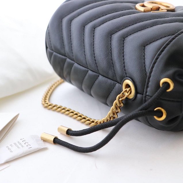 2019 GG original calfskin marmont mini bucket bag 575163 black