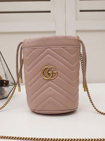 2019 GG original calfskin marmont mini bucket bag 575163 nude