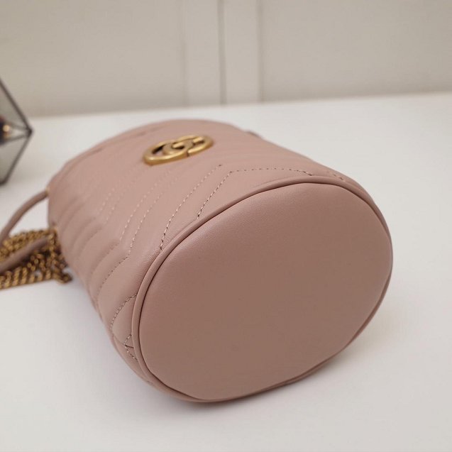 2019 GG original calfskin marmont mini bucket bag 575163 nude