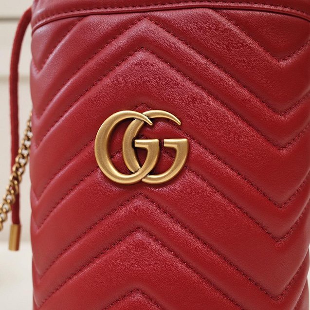 2019 GG original calfskin marmont mini bucket bag 575163 red