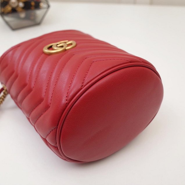 2019 GG original calfskin marmont mini bucket bag 575163 red