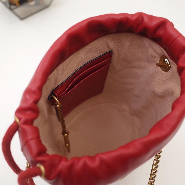 2019 GG original calfskin marmont mini bucket bag 575163 red