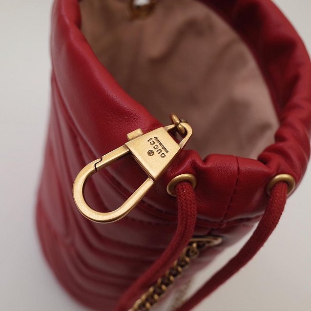 2019 GG original calfskin marmont mini bucket bag 575163 red