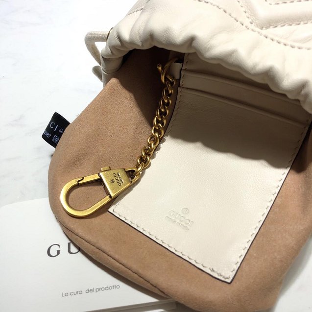 2019 GG original calfskin marmont mini bucket bag 575163 white