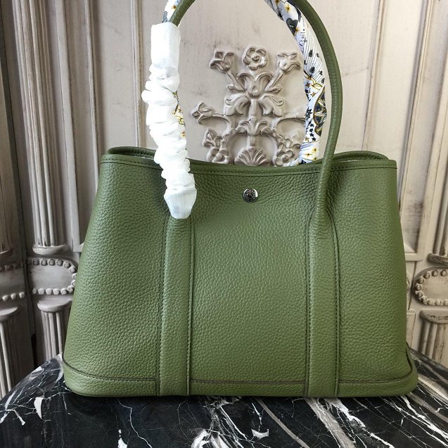 Hermes calfskin small garden party 30 bag G300 vert veronese