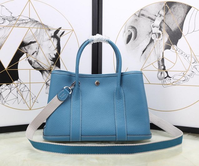 Hermes calfskin small garden party 30 bag G300 sky blue