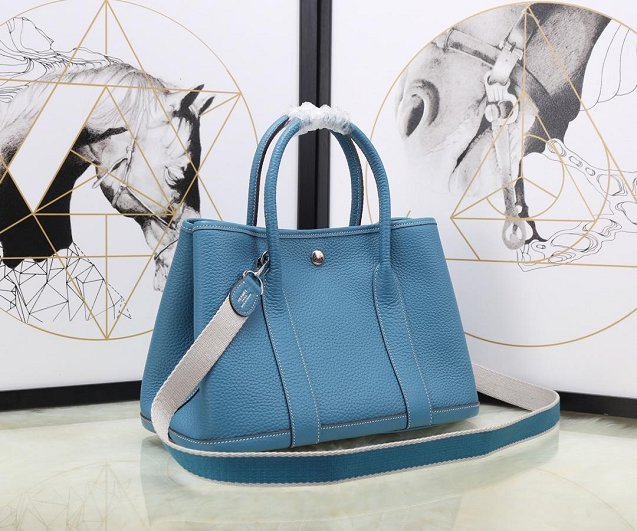 Hermes calfskin small garden party 30 bag G300 sky blue